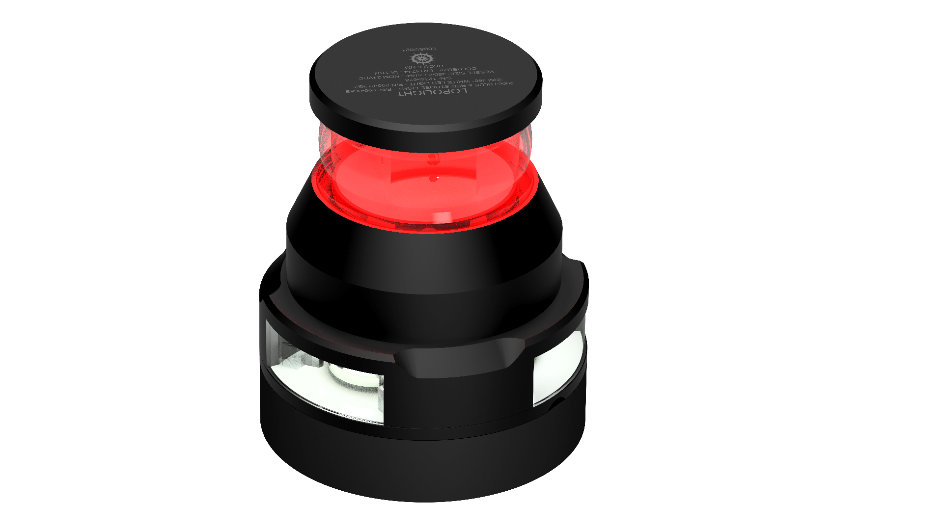 Blue strobe +Red strobe + 360° White, black